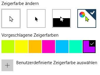Zeigerfarbe in Windows ändern