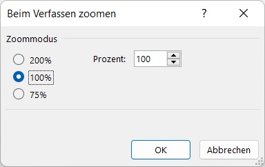 Outlook-Dialog Zoom