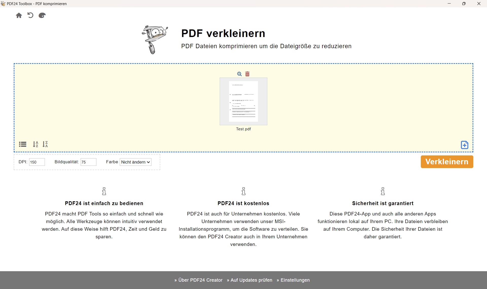 PDF24 PDF verkleinern Datei