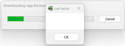 Notepad++ curl error